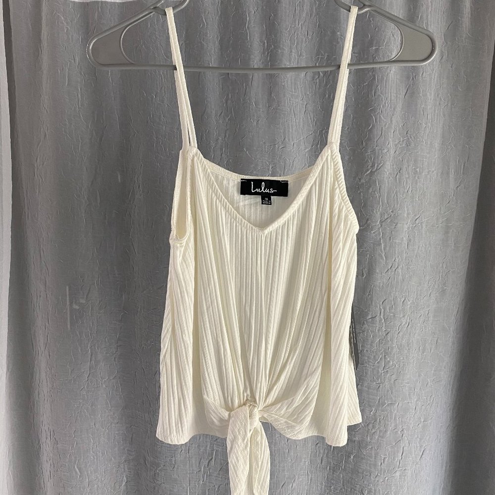 Lulus Women's M white tie front crop top
